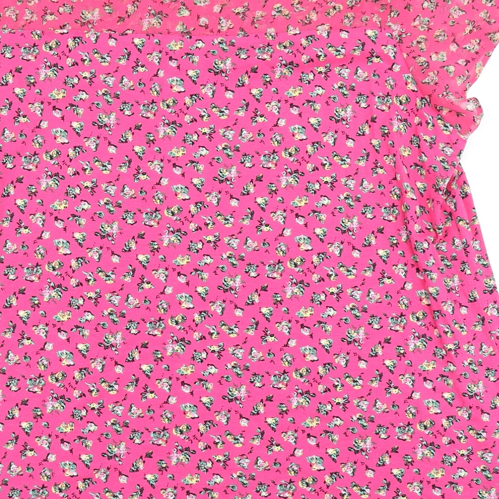 Anya Madsen Womens Pink Floral Basic T-Shirt Size 26