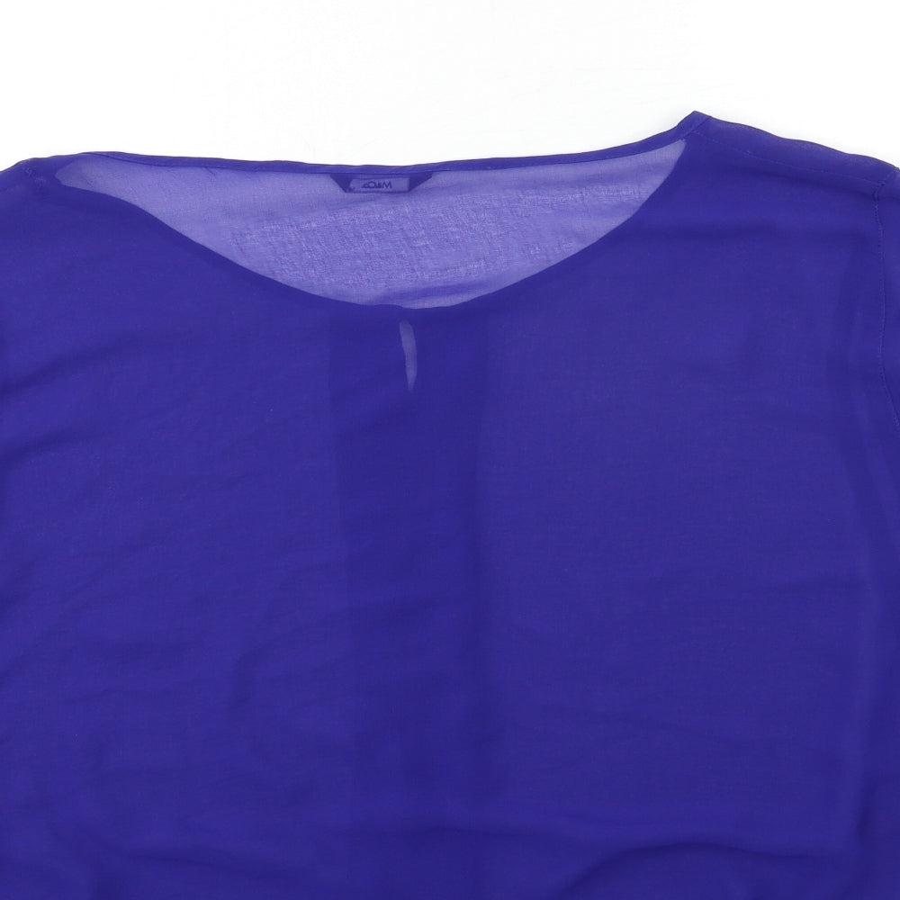 M&Co Womens Blue Basic Blouse Size 14