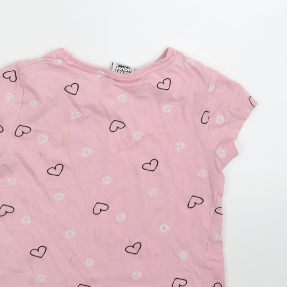 DISNEY Girls Pink Geometric Basic T-Shirt Size 3-4 Years