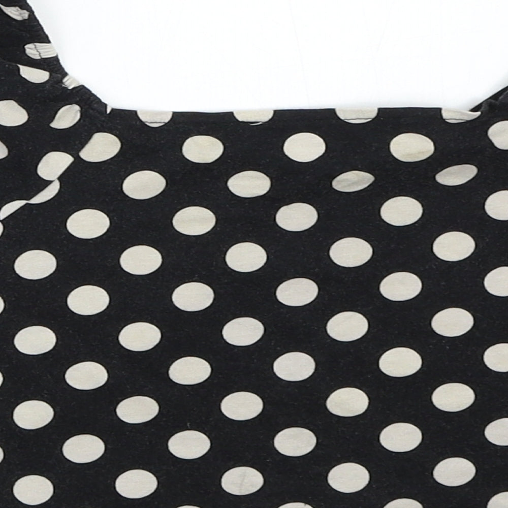 Primark Womens Black Polka Dot Cropped Blouse Size S