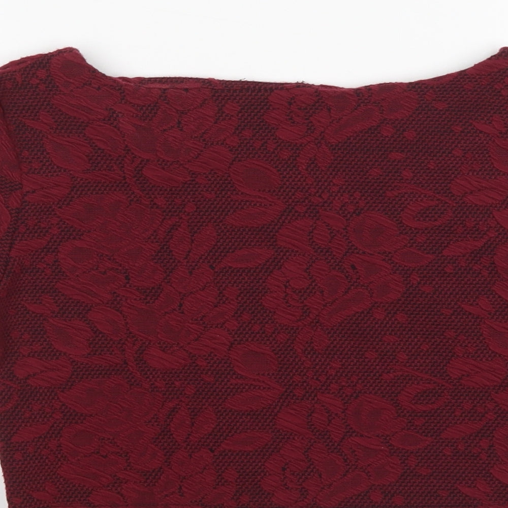 Love Womens Purple Floral Basic Blouse Size 10