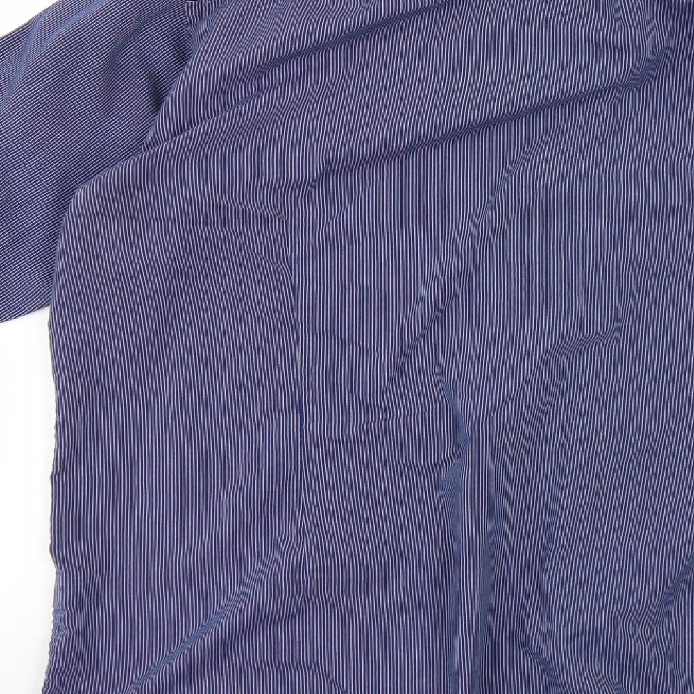 Cedar Wood State Womens Blue Striped Basic Button-Up Size 16