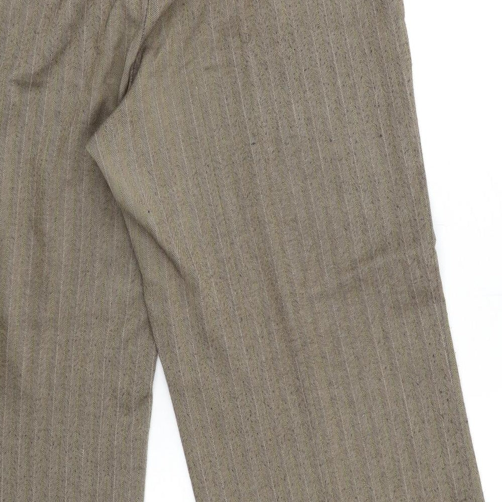 Marks and Spencer Womens Brown Striped Trousers Size 16 L28 in