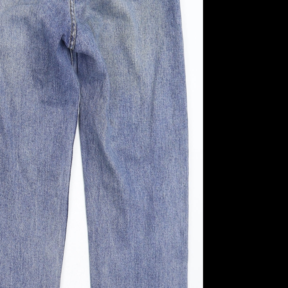 Preworn Girls Blue Denim Straight Jeans Size L - Distressed