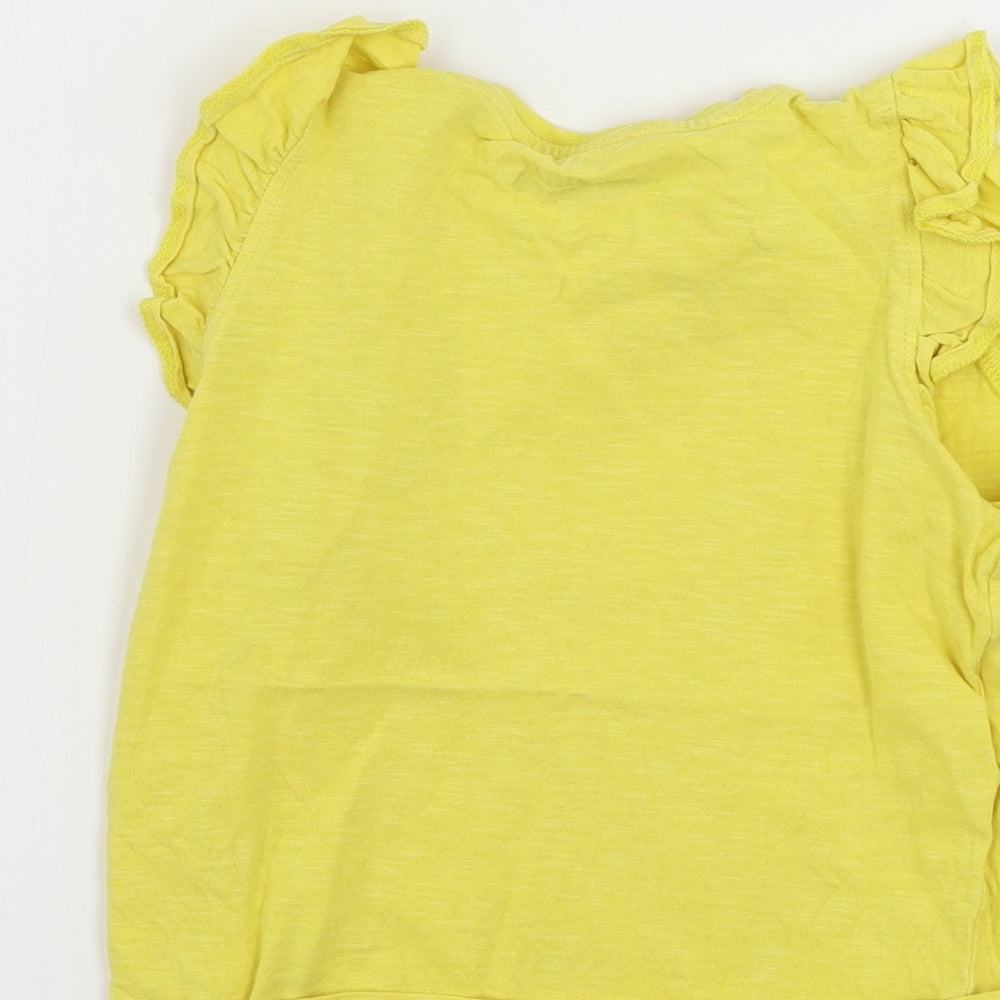 Marks and Spencer Girls Yellow Basic T-Shirt Size 6-7 Years
