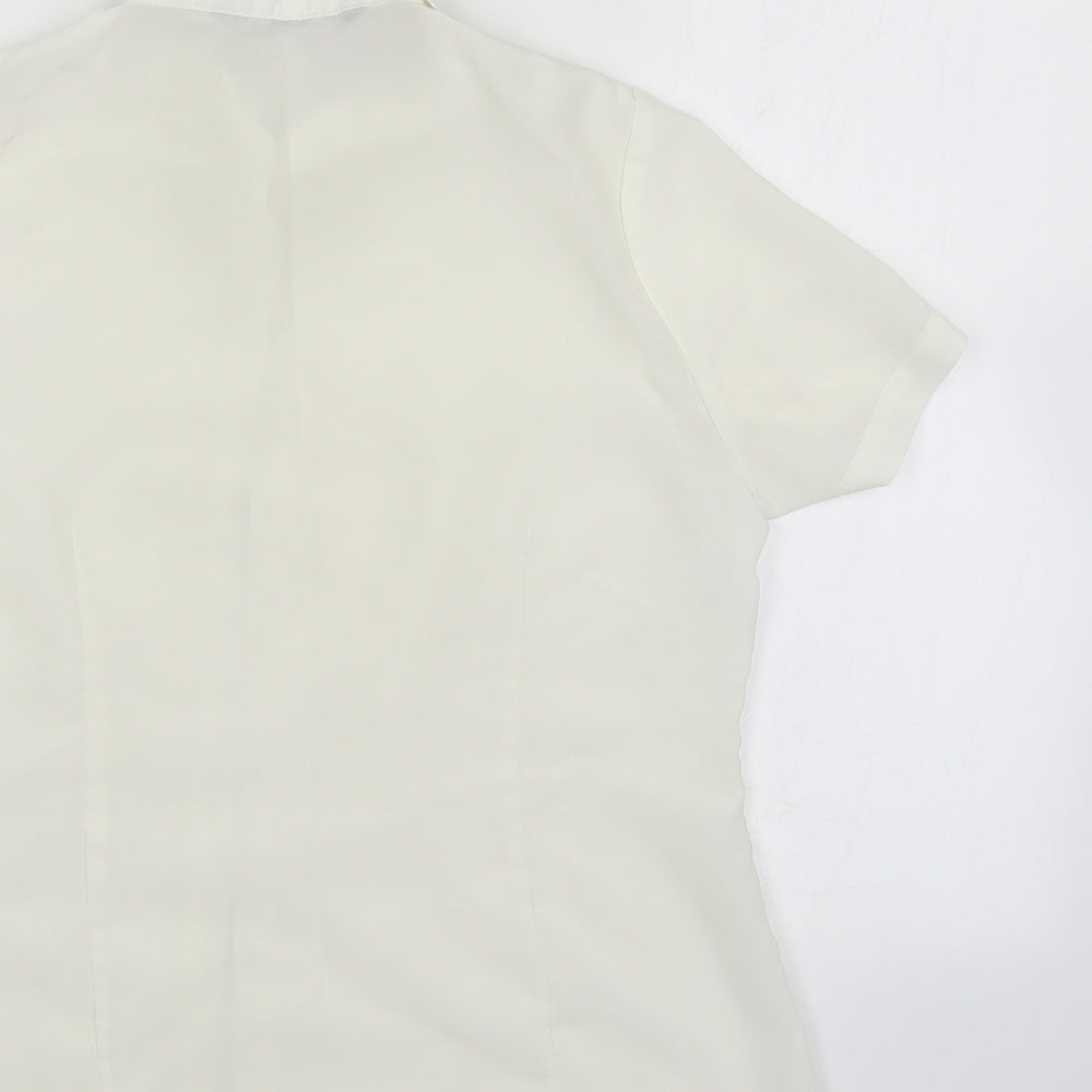 BM collection Womens White Basic Button-Up Size 12