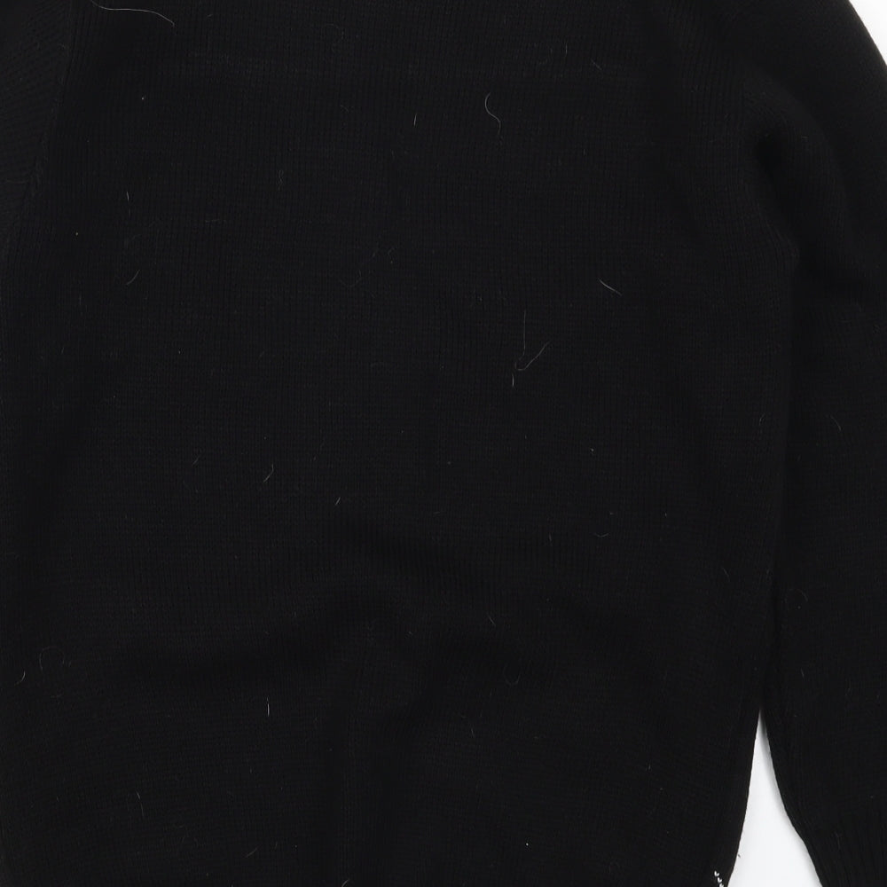 Sui Collection Mens Black Knit Pullover Jumper Size S - Christmas Penguin