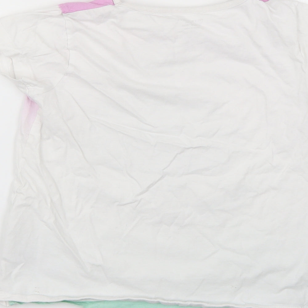 Primark Girls Multicoloured Geometric Basic T-Shirt Size 9-10 Years