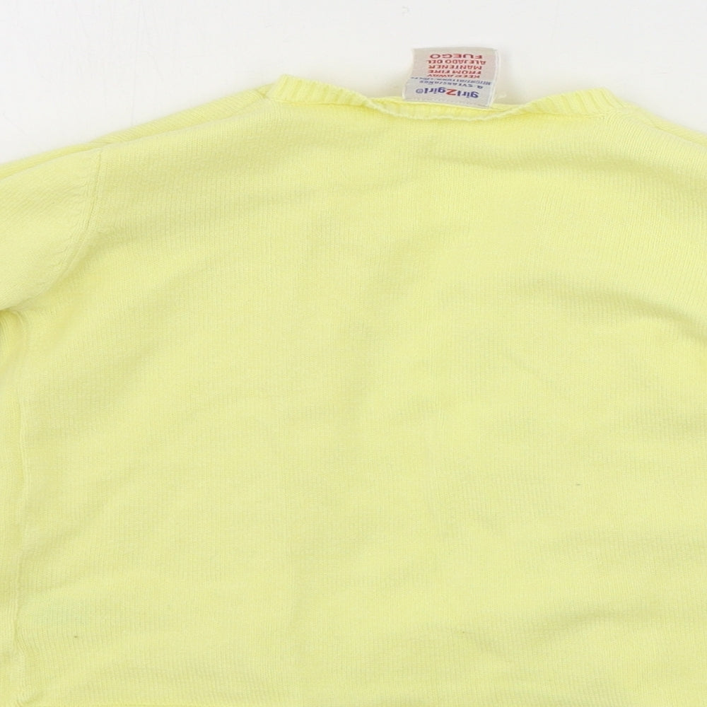 Girl 2 Girl Girls Yellow Houndstooth Cardigan Jumper Size 4-5 Years