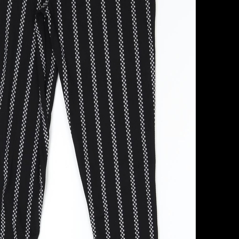 Preworn Womens Black Striped Sweatpants Trousers Size S L26 in