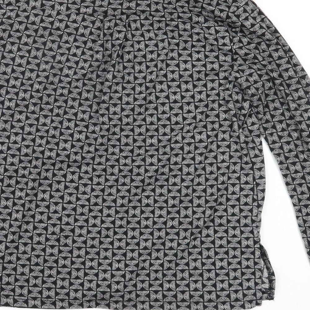 Principles Womens Black Geometric Basic Button-Up Size 12