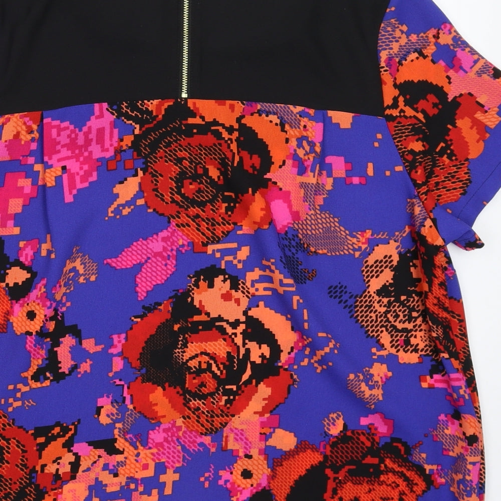 Marks and Spencer Womens Multicoloured Floral Basic T-Shirt Size 14