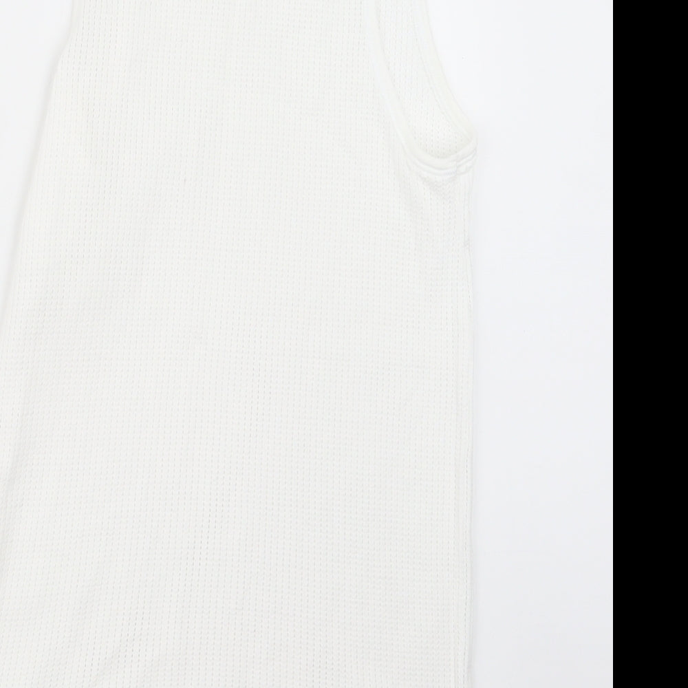 Marks and Spencer Womens White Knit Basic T-Shirt Size S - Long