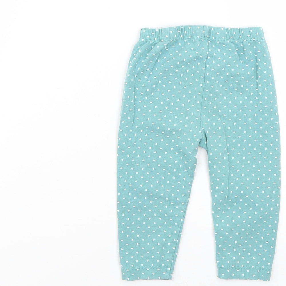 Nutmeg Baby Blue Polka Dot Cropped Leggings Size 6-9 Months