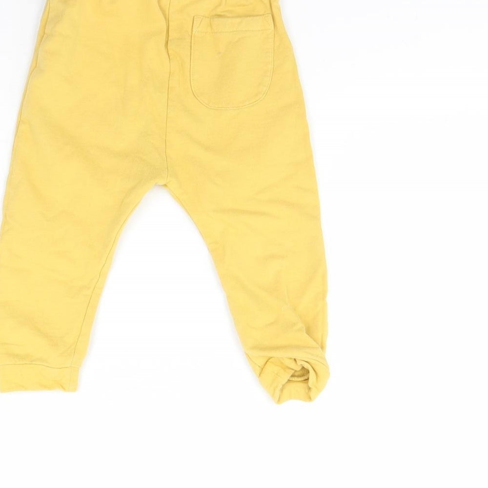M&S Girls Yellow Jogger Trousers Size 12 Months