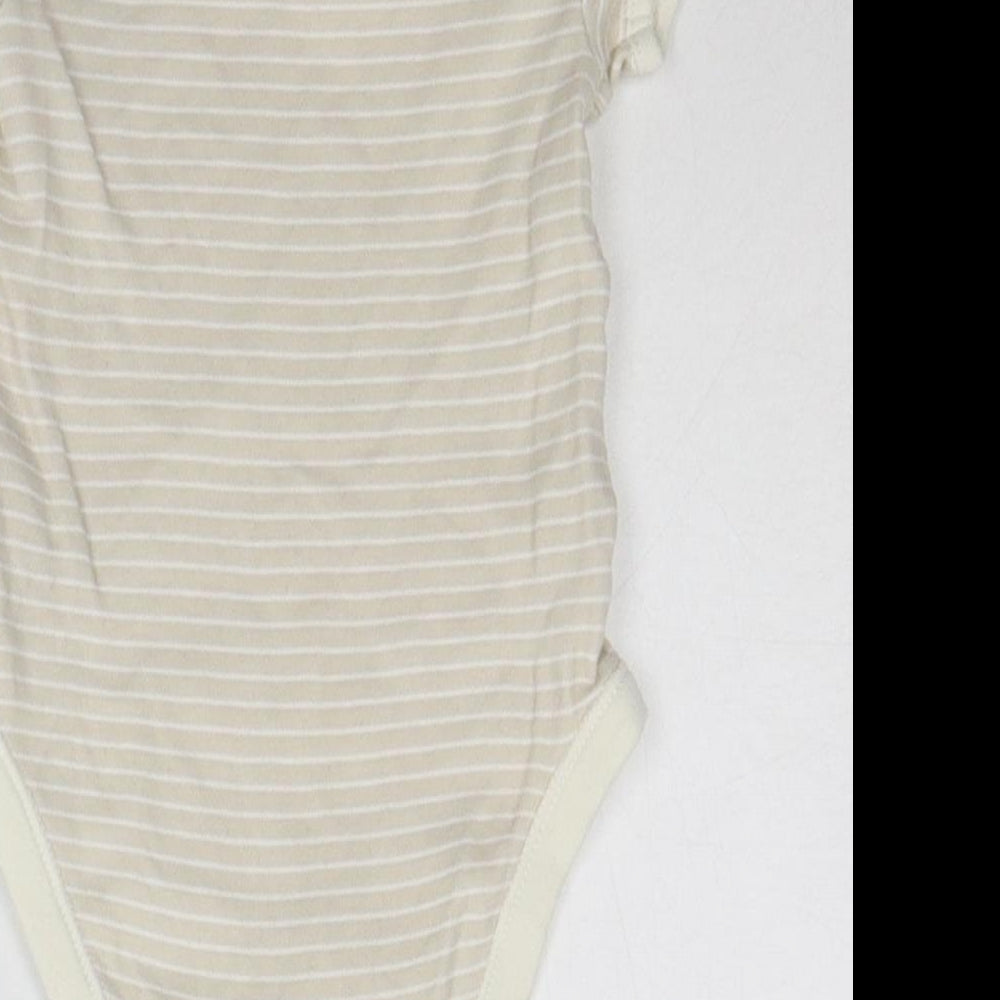 George Baby Beige Striped Babygrow One-Piece Size 9-12 Months