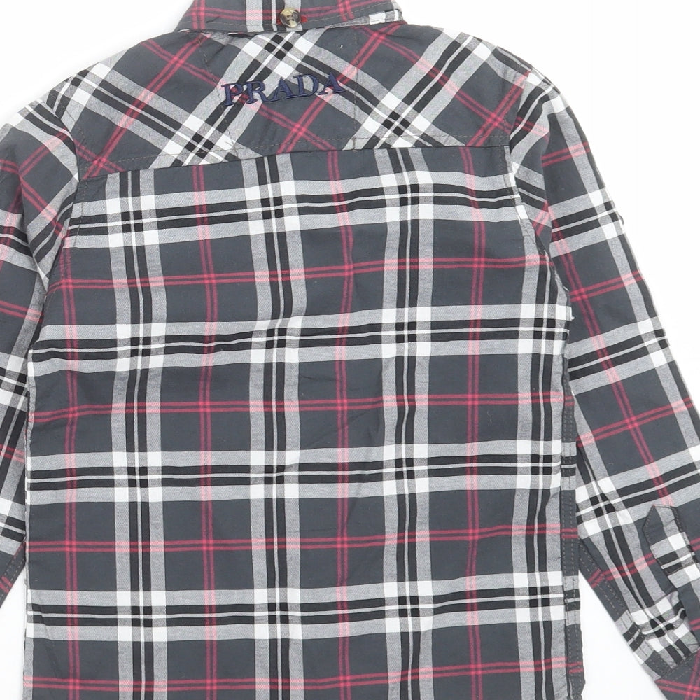 negin couture Boys Grey Check Basic Button-Up Size 4 Years