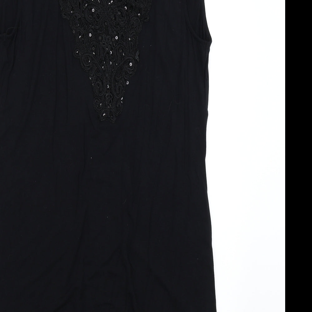 David Emanuel Womens Black Basic T-Shirt Size 14