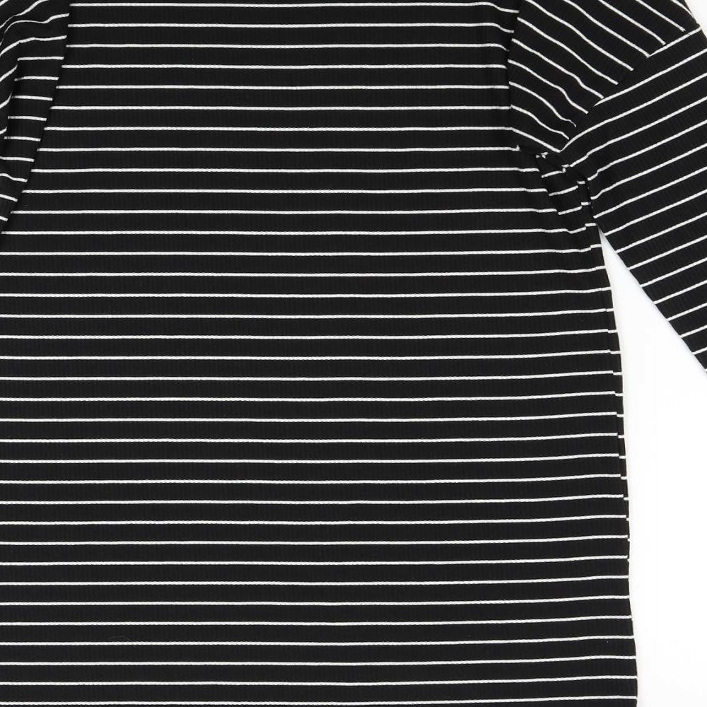 F&F Womens Black Striped T-Shirt Dress Size 10