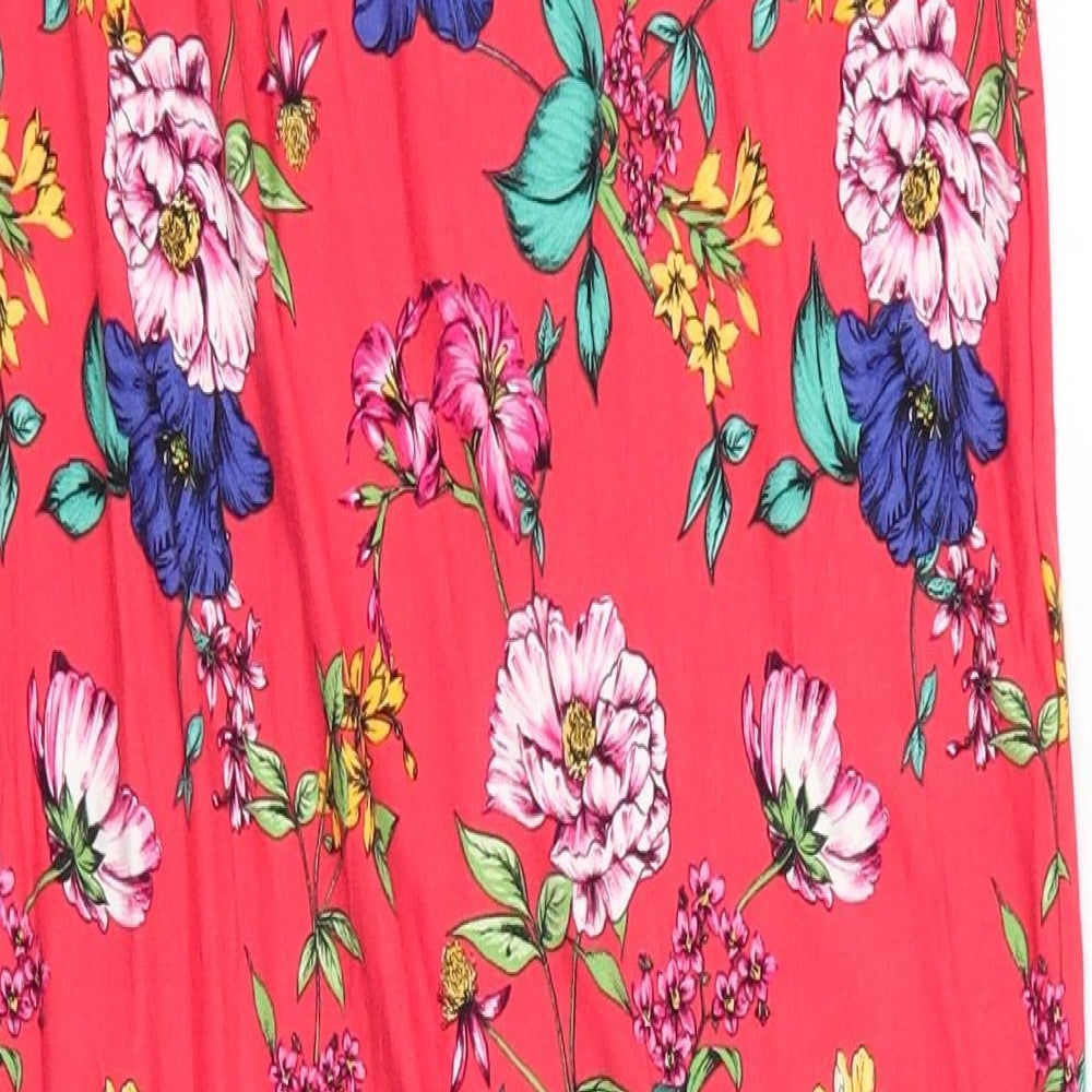 Dorothy Perkins Womens Red Floral Straight & Pencil Skirt Size 8 - Calf Length