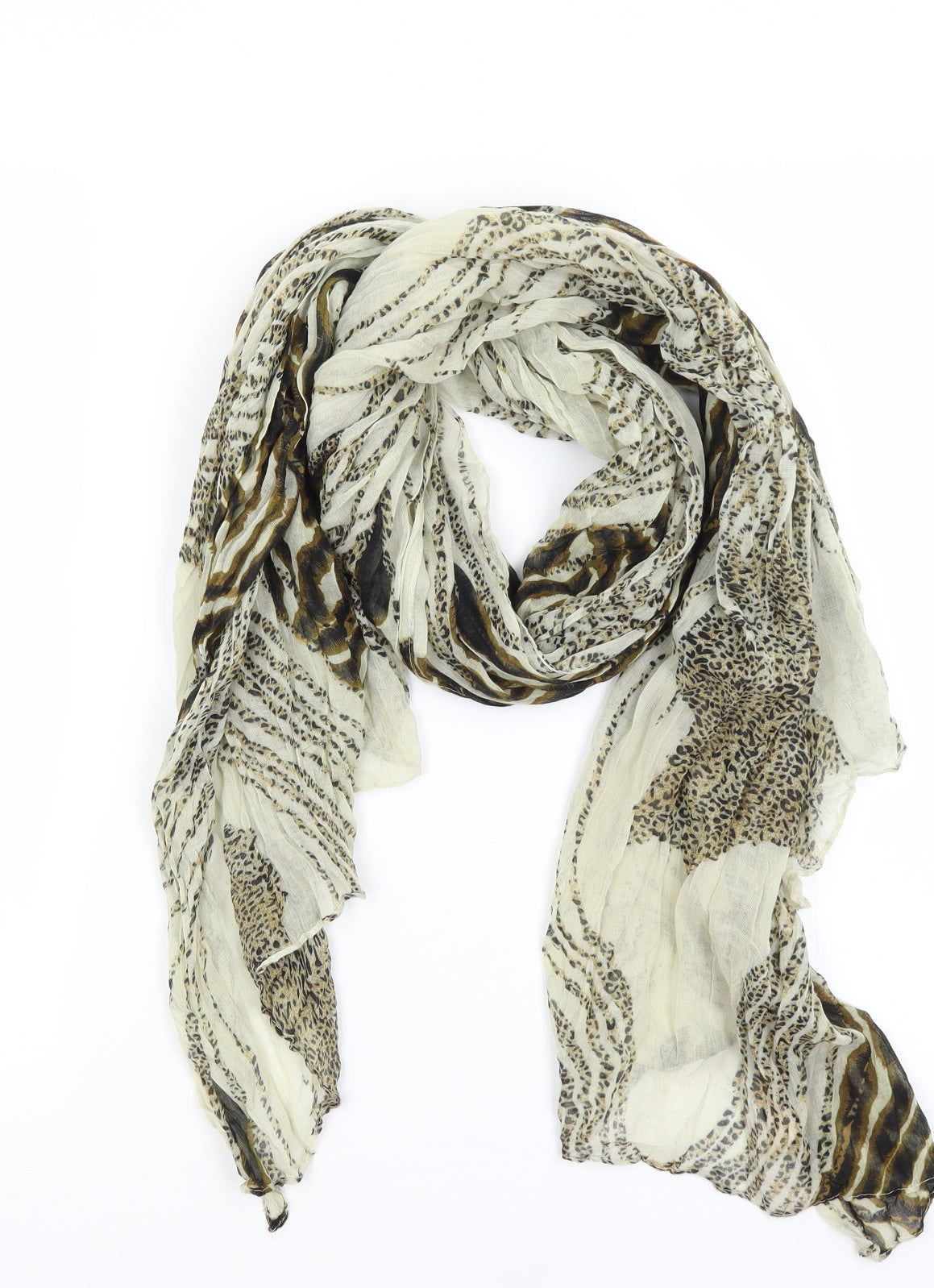Preworn Womens Brown Animal Print Scarf
