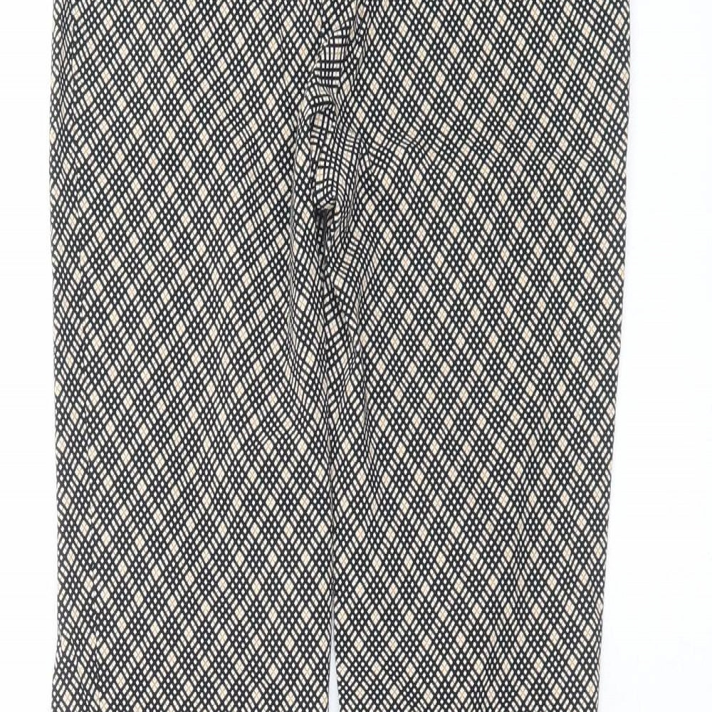 Primark Womens Black Geometric Trousers Size 10 L27 in