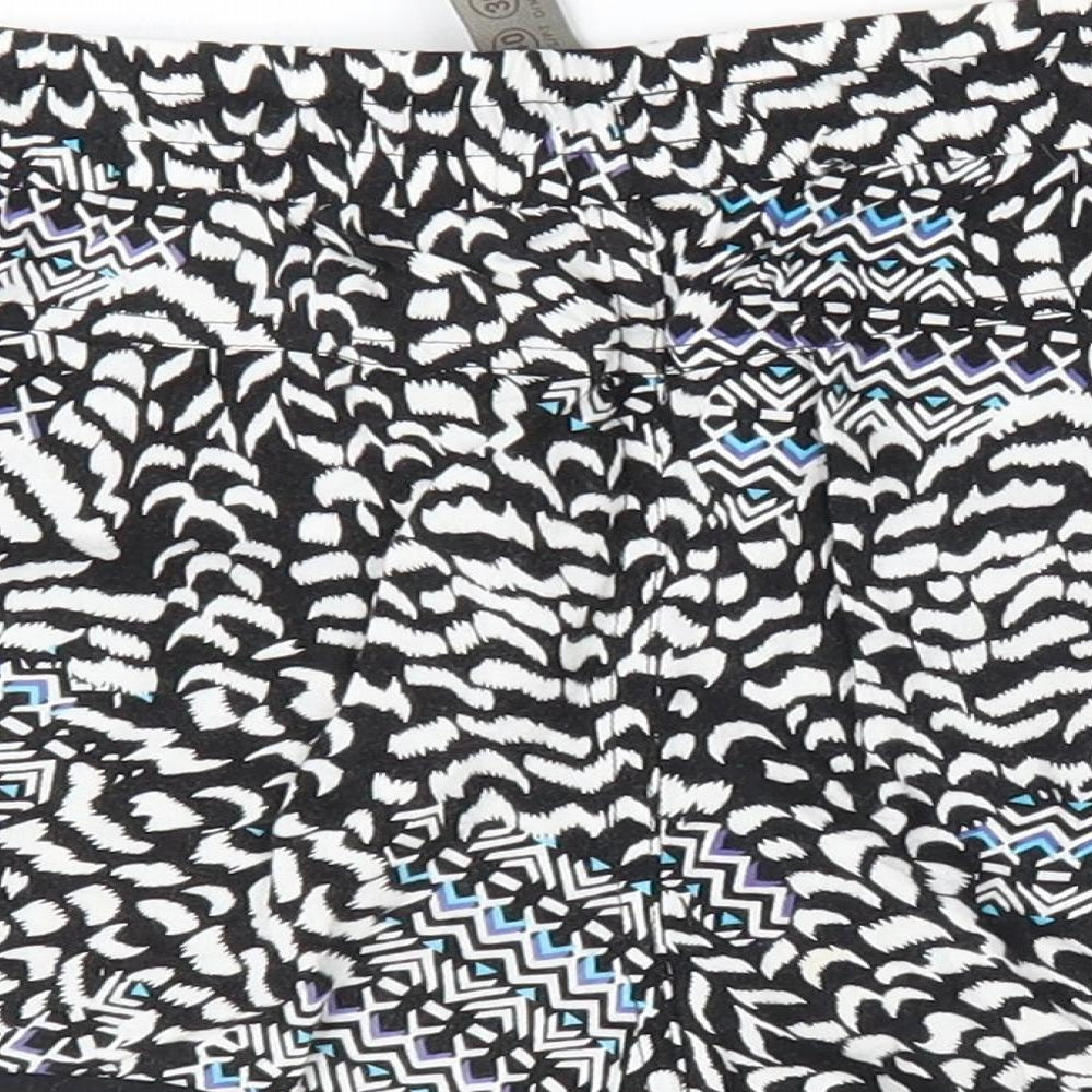 Denim Co Womens Black Animal Print Paperbag Shorts Size 12
