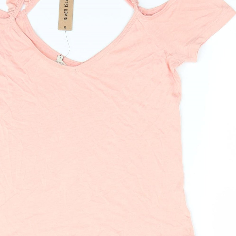 River Island Womens Pink Camisole Tank Size 8 - Cut out shoulders Peach