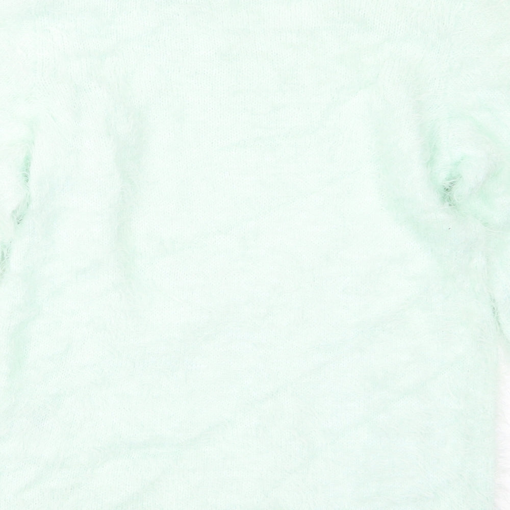 H&M Girls Green Knit Pullover Jumper Size 11-12 Years - Unicorn