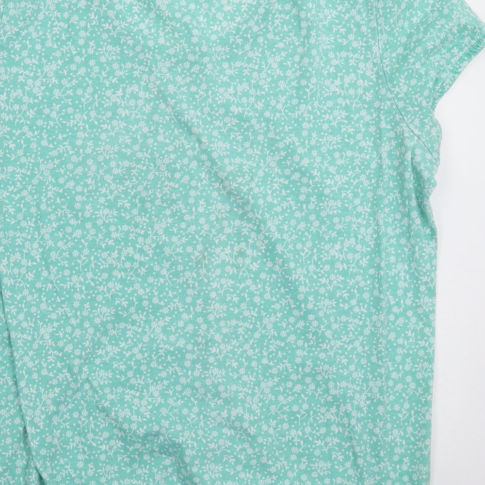 BM Womens Green Floral Top Pyjama Top Size 14