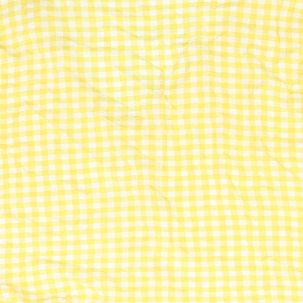 H&M Womens Yellow Check Basic Blouse Size 10