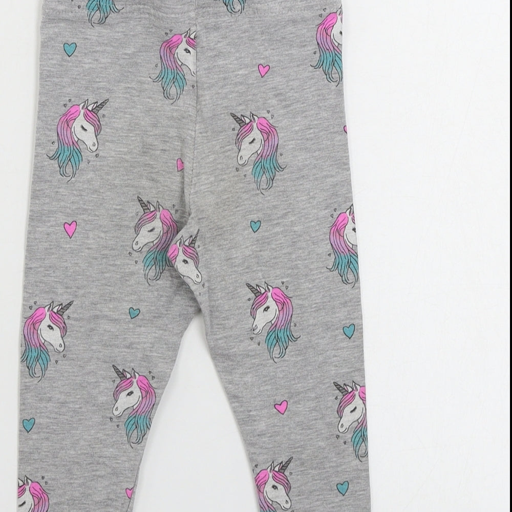 Primark Girls Grey Sweatpants Trousers Size 2 Years - unicorn print