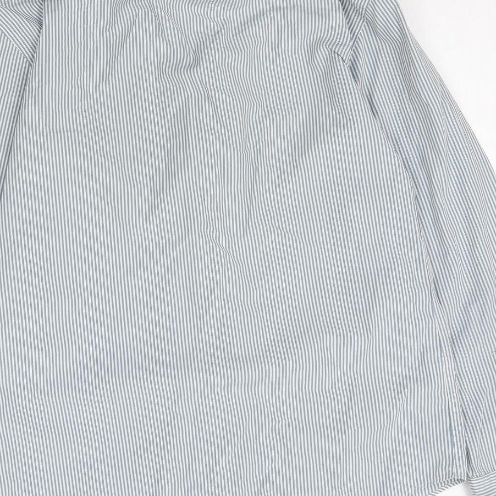 Marks and Spencer Mens Multicoloured Striped Button-Up Size 14.5