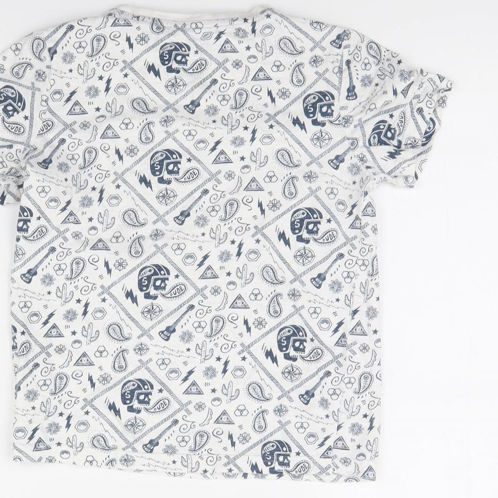 TU Boys White Spotted Basic T-Shirt Size 7 Years