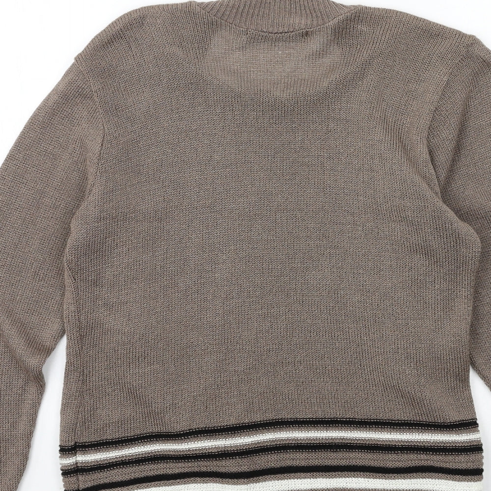 Just Elegance Womens Brown Striped Knit Pullover Jumper Size S