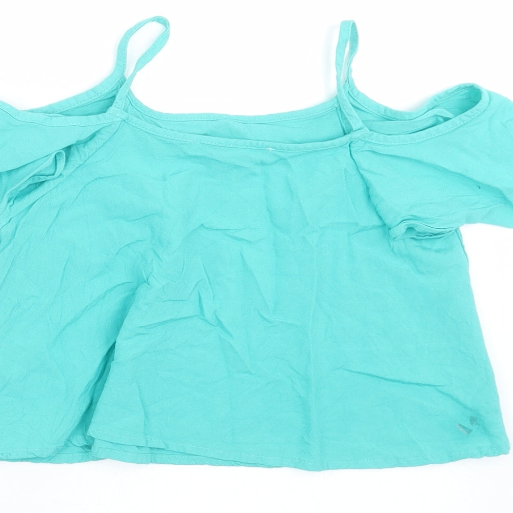Marks and Spencer Girls Green Camisole Blouse Size 3-4 Years - cold shoulder