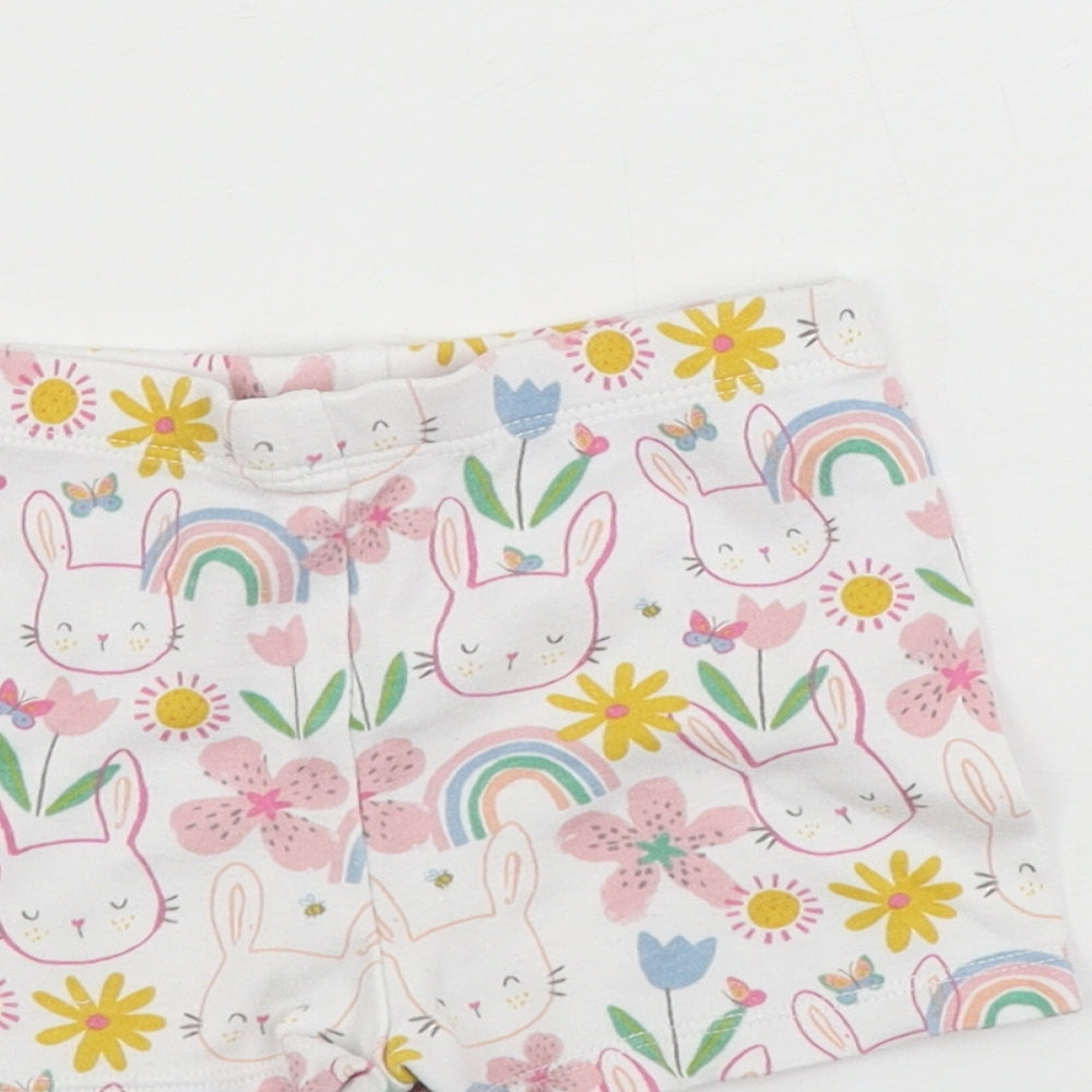 F&F Girls White Animal Print Cropped Trousers Size 3-6 Months