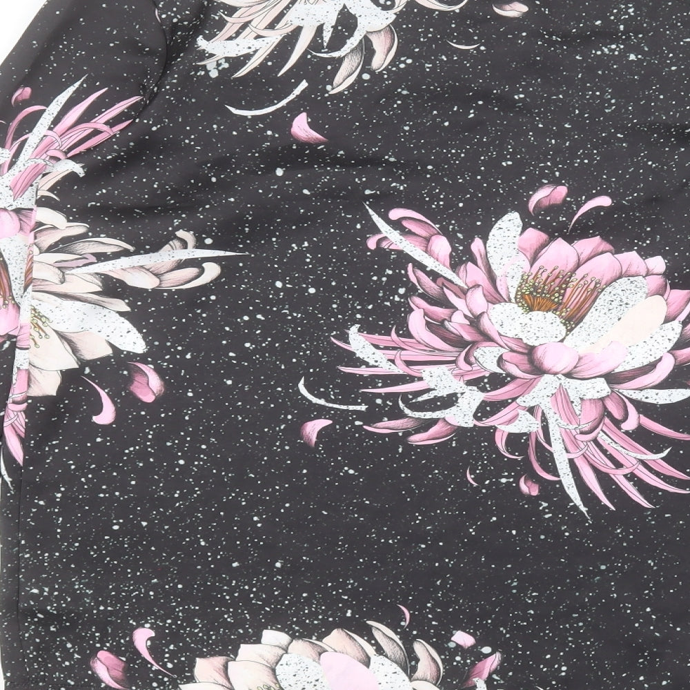 NEXT Womens Black Floral Basic T-Shirt Size 12