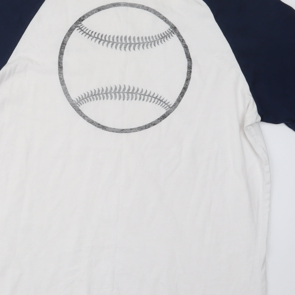 Cedar Wood State Mens White Geometric Pyjama Top Size M