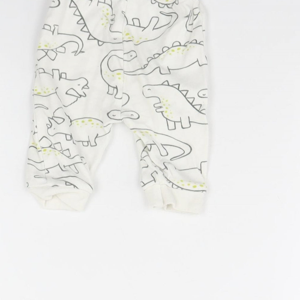 George Baby Ivory Animal Print Jogger Trousers Size 0-3 Months - Dinosaur