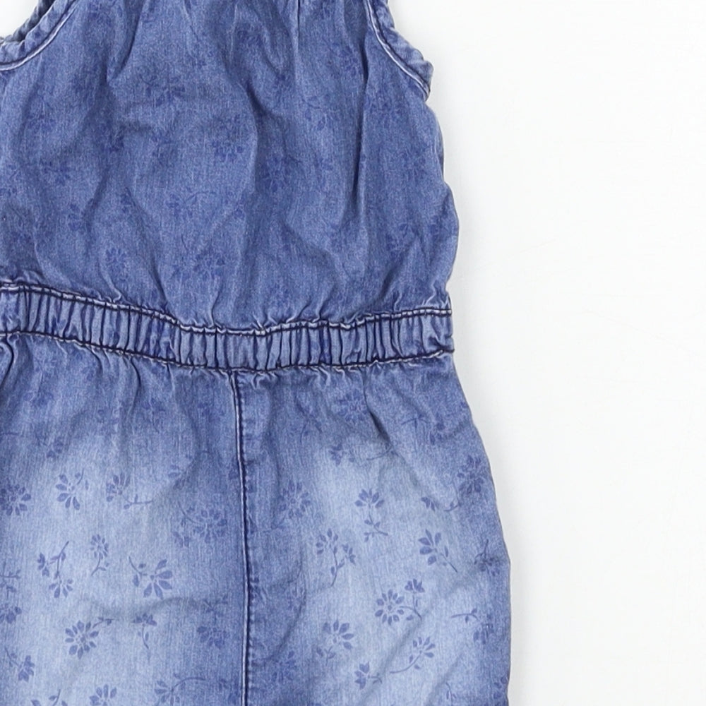 F&F Girls Blue Damask Babygrow One-Piece Size 3-6 Months