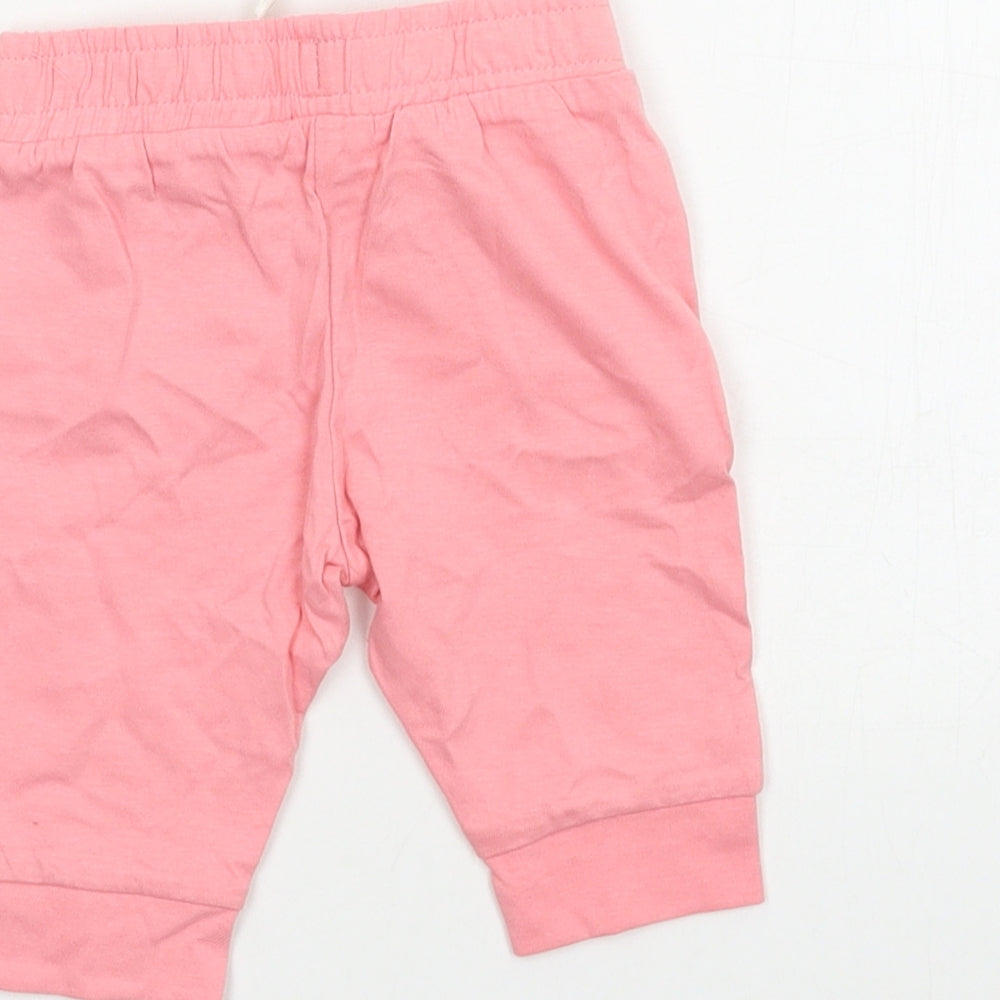 F&F Girls Pink Jersey Jogger Trousers Size 0-3 Months
