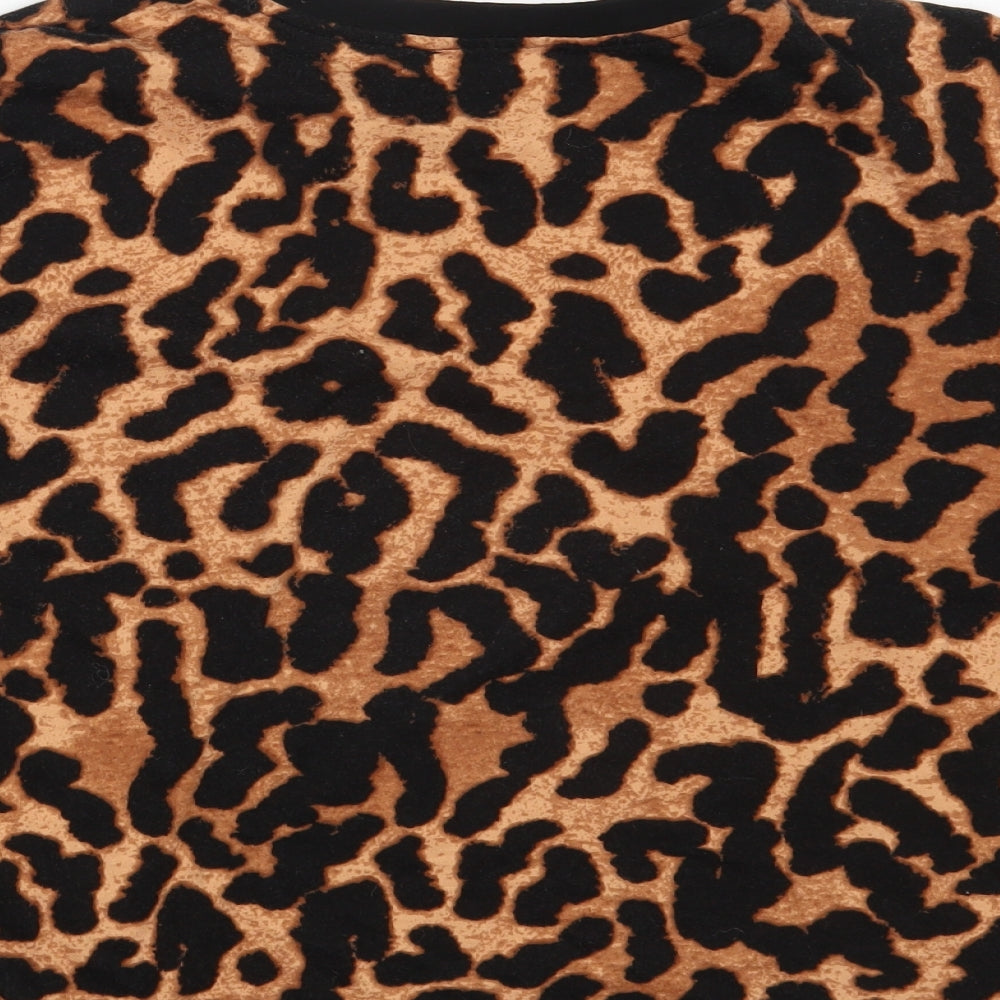 George Womens Brown Camouflage Cropped T-Shirt Size 10