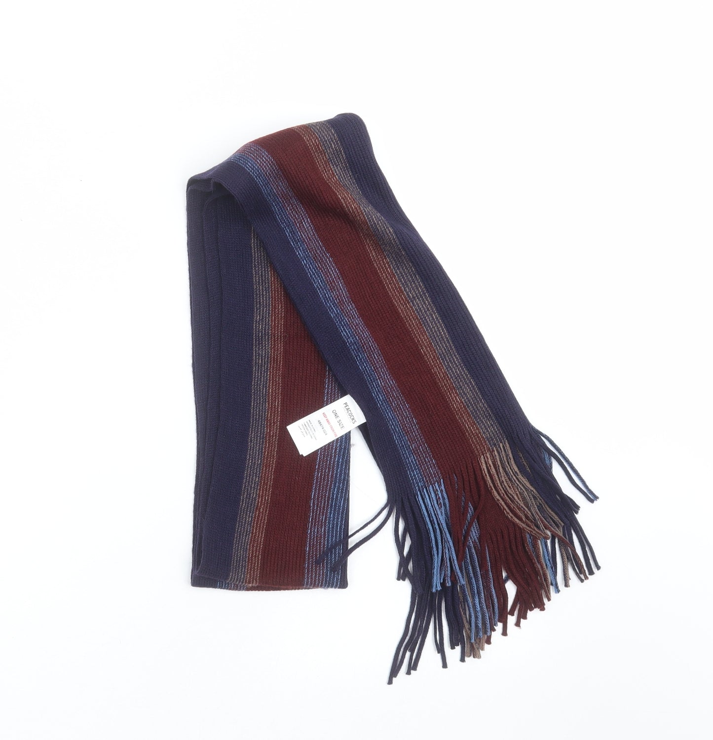 Peacocks Mens Blue Striped Scarf One Size