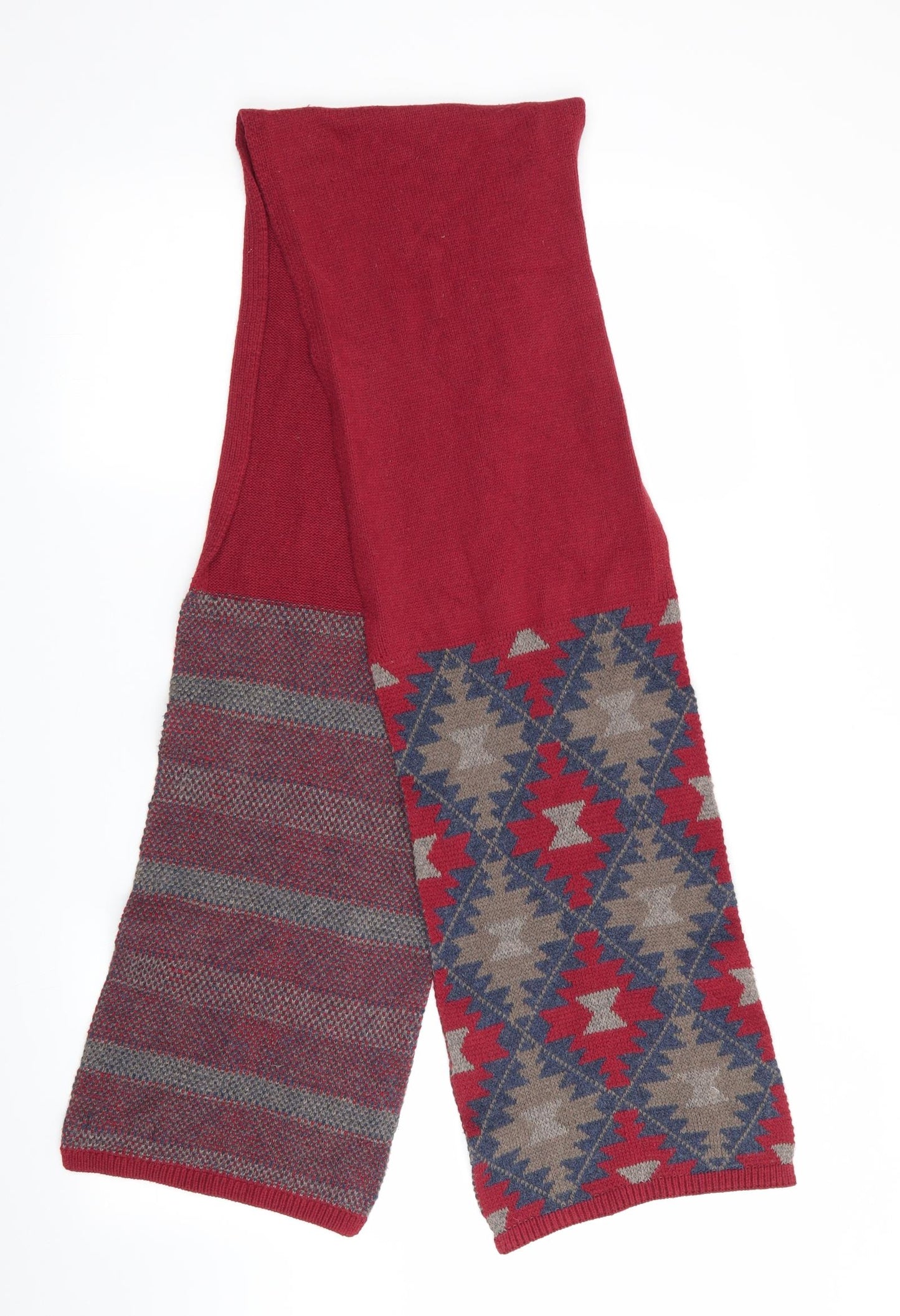 Ted Baker Mens Brown Geometric Scarf One Size - Blue Taupe Brown