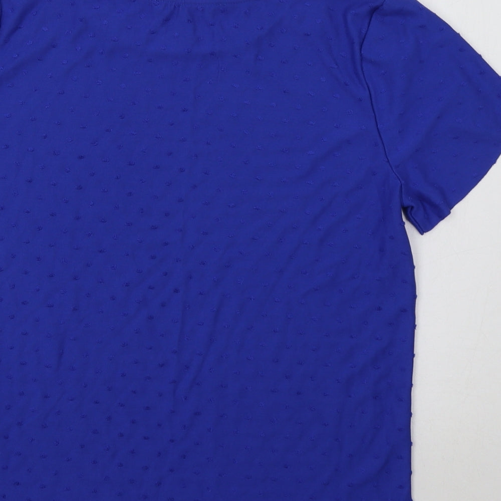 M&S Womens Blue Polka Dot Basic Blouse Size 10