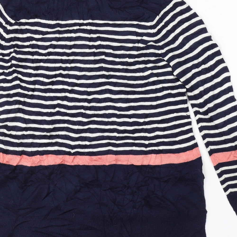 F&F Womens Blue Striped Pullover Jumper Size 10