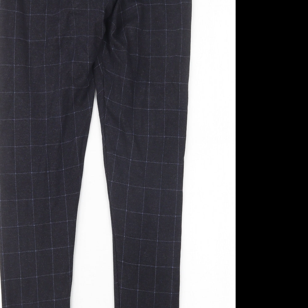 Nutmeg Womens Blue Check Trousers Size 12 L27 in
