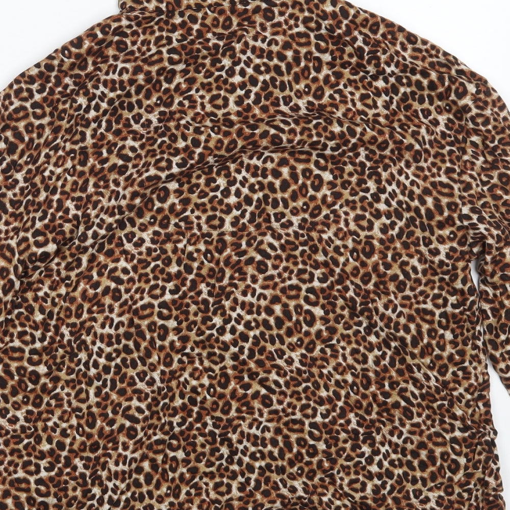 M&S Womens Brown Animal Print Top Pyjama Top Size 8
