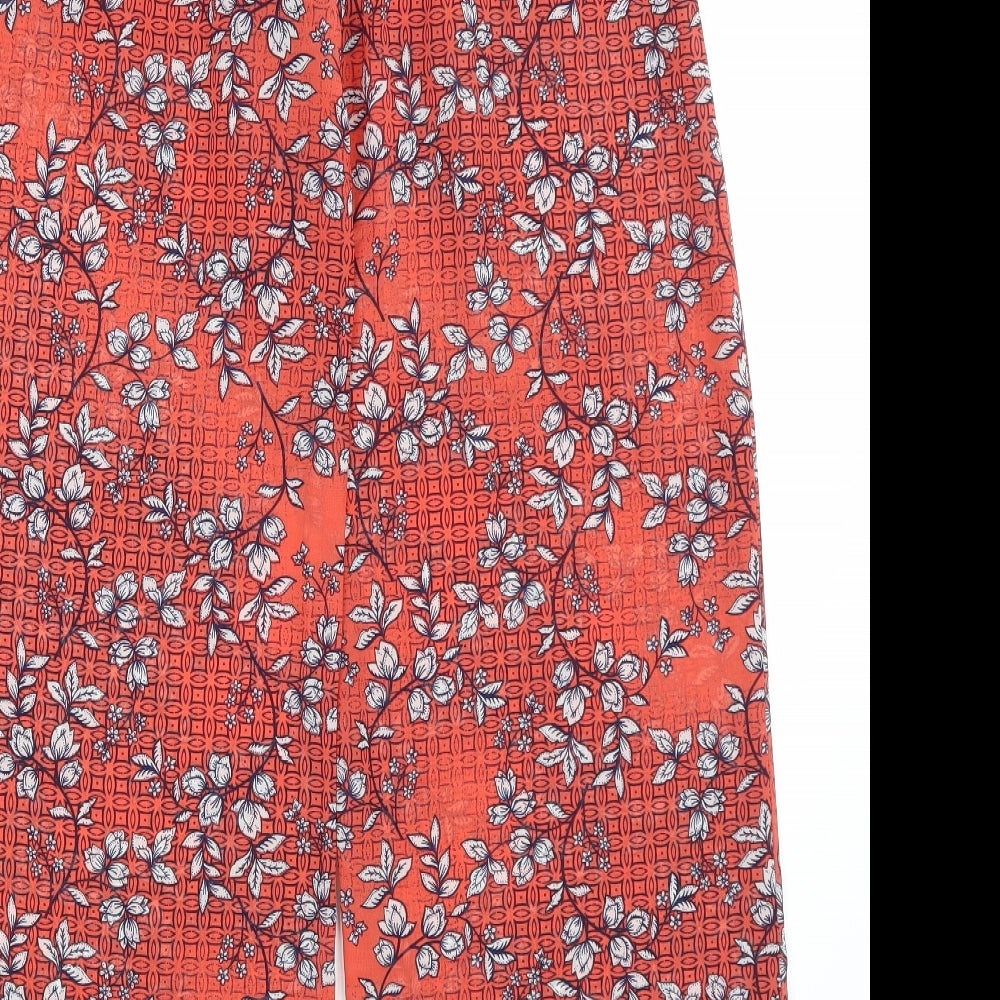 Atmosphere Womens Red Floral Trousers Size 8 L30 in